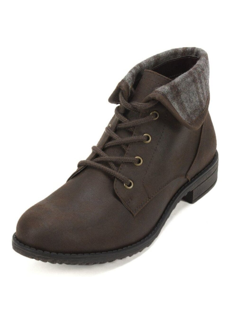 Cliffs By White Mountain Brown Ankle Booties With Fold-Over Plaid Cuff